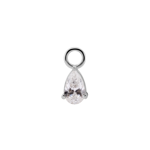 Nickel Free Cobalt Chrome Jewellery Charm - Pear Premium Zirconia