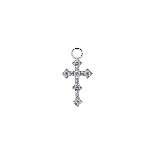 Nickel Free Cobalt Chrome Jewellery Charm - Cross Premium Zirconia