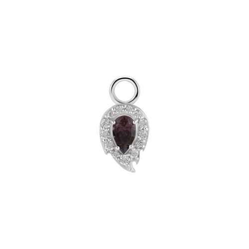 Nickel Free Cobalt Chrome Jewellery Charm - Leaf Premium Zirconia