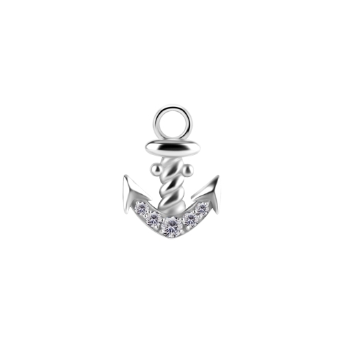 Nickel Free Cobalt Chrome Jewellery Charm - Anchor Premium Zirconia