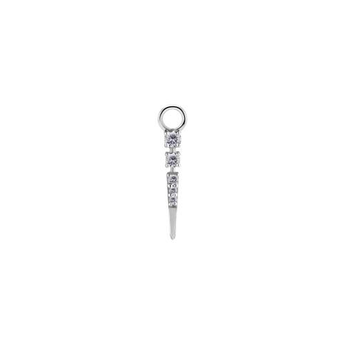 Nickel Free Cobalt Chrome Bar Jewellery Charm - Pointed Premium Zirconia