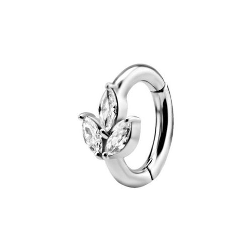 Nickel Free Cobalt Chrome Belly Ring - Premium Zirconia Marquise Petals 14 Gauge - 8mm