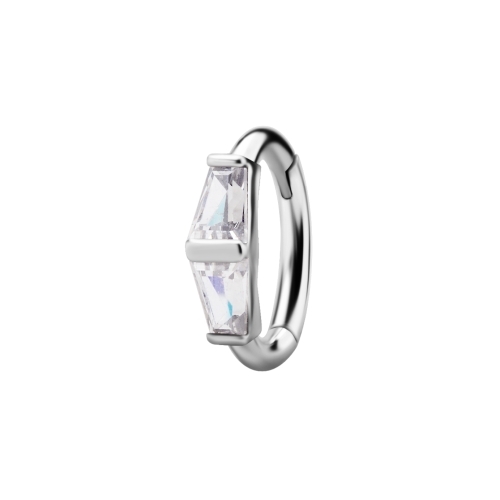 Nickel Free Cobalt Chrome Oval Rook Ring - Premium Zirconia 16 Gauge 5mm x 7mm