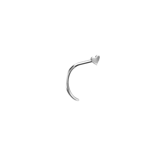 Surgical Steel Pigtail Nose Stud - Heart - 22 Gauge - 3mm