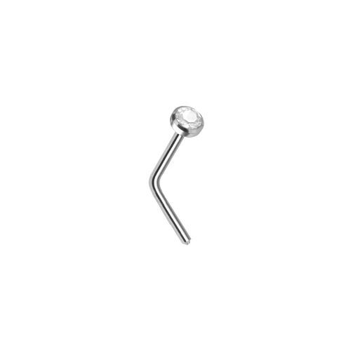 Steel Jewelled Nose Studs-45 Bend Longer length Stem - 2.35mm