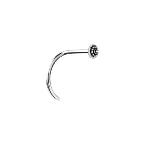 Surgical Steel Pigtail Nose Stud - Circular Flower - 4mm