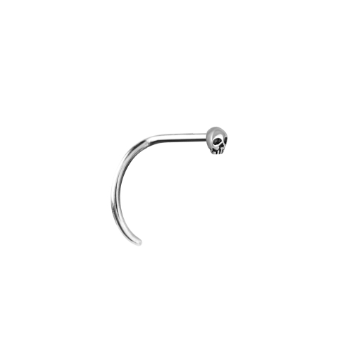 Surgical Steel Pigtail Nose Stud - Skull - 3.5mm