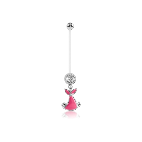 PTFE Pregnancy Belly Bar - Crystal Stork Jewellery Charm