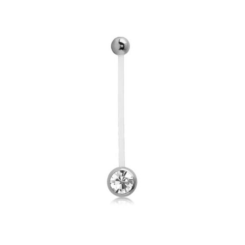PTFE Pregnancy Belly Bar - Crystal 14 Gauge - 30mm