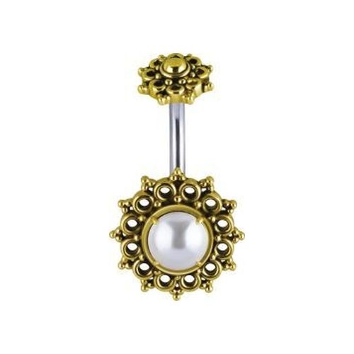Surgical Steel Belly Banana - Large Pearl 14 Gauge - 10mm