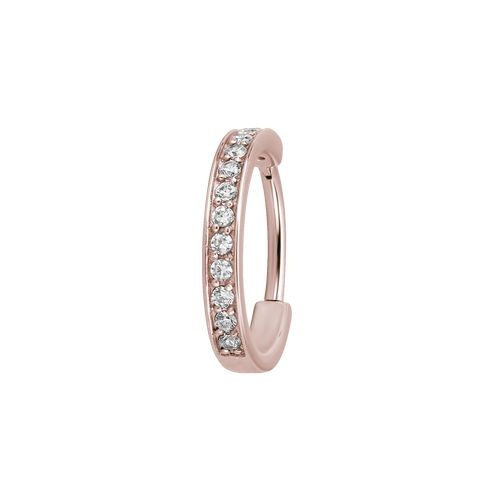 Rose Gold Steel Conch Ring - Single Row Cubic Zirconia 16 Gauge - 11mm