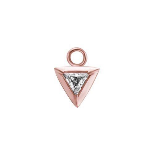 Rose Gold Steel Triangle Charm - Cubic Zirconia