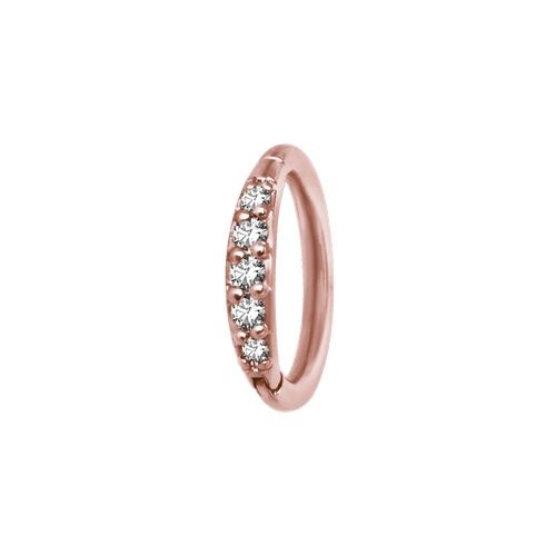 Rose Gold Steel Nose Ring - Premium Zirconia