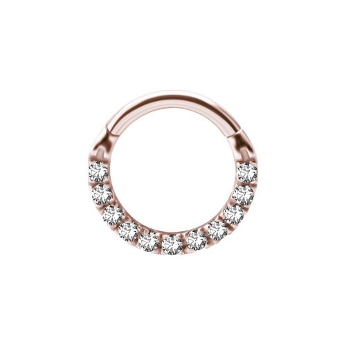 Rose Gold Steel Septum Ring - Front Facing Premium Zirconia