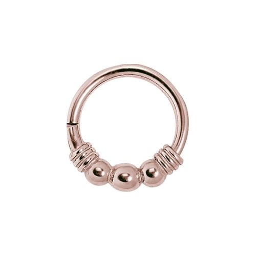Rose Gold Steel Nose Ring - 3 Balls