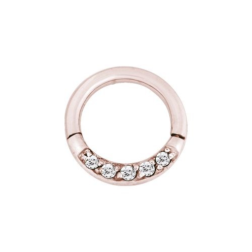 Rose Gold Steel Septum Ring - Front Facing Cubic Zirconia 16 Gauge - 8mm