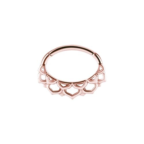 Rose Gold Steel Septum Ring - Lotus Flower 16 Gauge - 6mm x 9mm