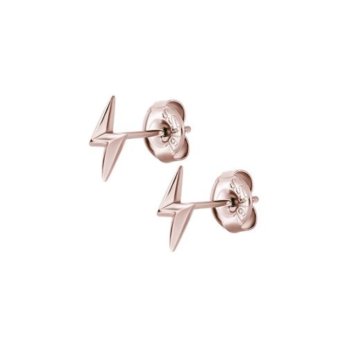 Rose Gold Steel Ear Studs - Lightning Bolt