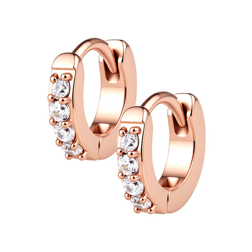 Rose Gold Steel Hoop Earrings - Cubic Zirconia 20 Gauge - 5mm