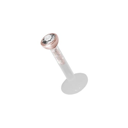 Bioplast Labret and Rose Gold Steel Crystal Attachment