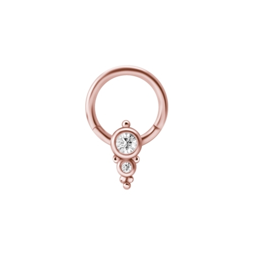Rose Gold Steel Hinged Ring - Double Crystal