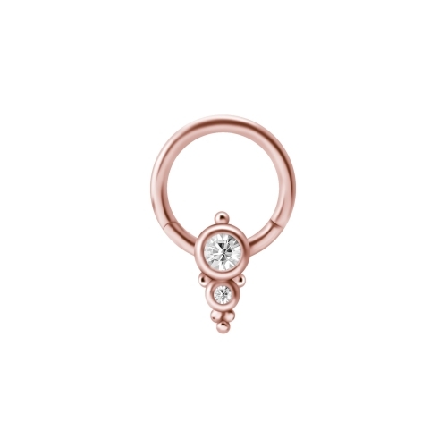Rose Gold Steel Hinged Clicker Ring - Double Crystal