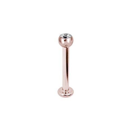 Rose Gold Steel Flat Back Labret - Crystal Gem