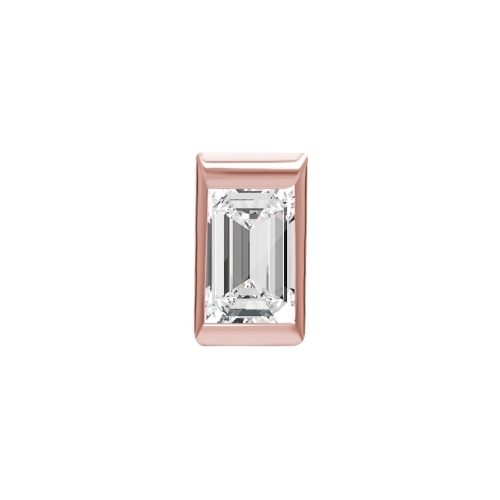 Rose Gold Steel Attachment for (Type S) Internal Thread Labret - Premium Crystal - Baguette