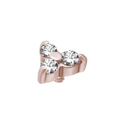 Rose Gold Steel Attachment for (Type S) Internal Thread Labret - Premium Zirconia - Trinity