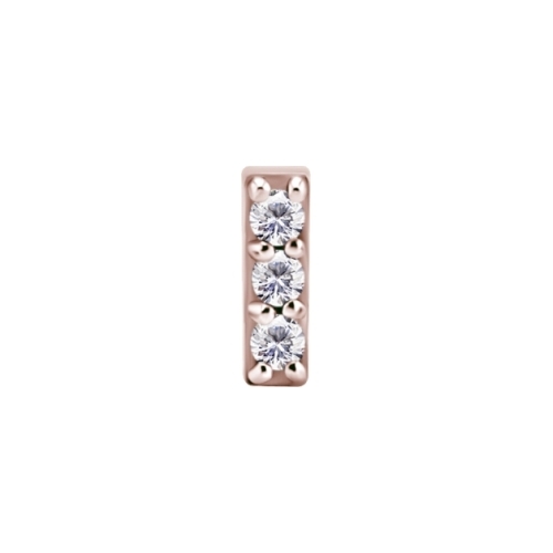 Rose Gold Steel Attachment for (Type S) Internal Thread Labret - Premium Zirconia - Rectangle - 5.5mm