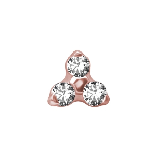 Rose Gold Titanium Attachment for (Type S) Internal Thread Labret - Premium Zirconia - Trinity