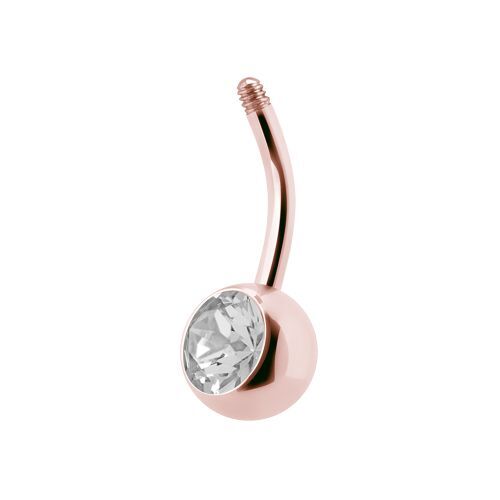 Rose Gold Titanium Single Jewelled Belly Post