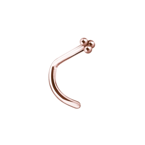 Rose Gold Titanium Pigtail Nose Stud - 3 Ball Trinity