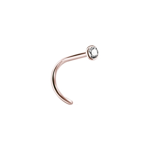 Rose Gold Titanium Pigtail Nose Stud - Premium Crystal