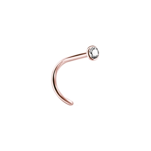 Rose Gold Titanium Pigtail Nose Stud - Premium Zirconia - 2.35mm