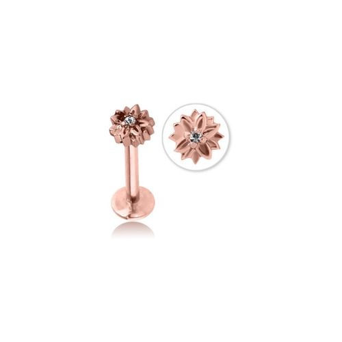 Rose Gold Steel Internal Thread Labret - Sunflower