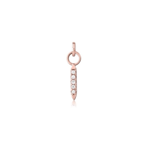 Rose Gold Steel 5 Stone Pave Set Bar Charm - Cubic Zirconia