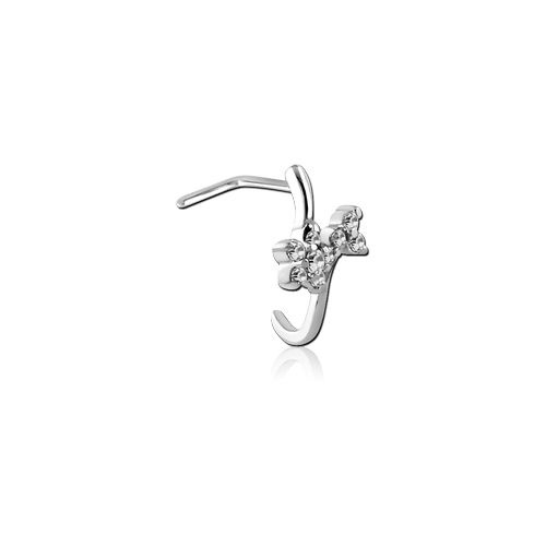 Surgical Steel L-Shape Wrap Around Nose Stud - Crystal Boquete