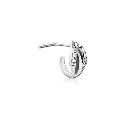 Surgical Steel L-Shape Wrap Around Nose Stud - Crystal Leaf