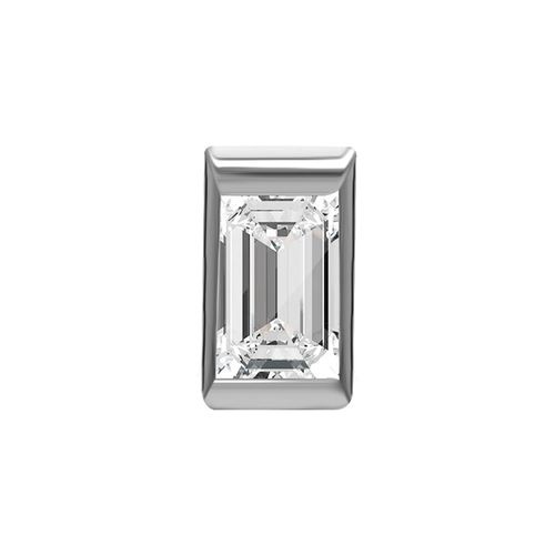 Surgical Steel Attachment for (Type S) Internal Thread Labret - Premium Zirconia - Baguette - 4mm