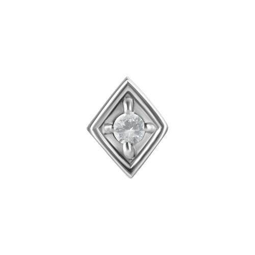 Surgical Steel Attachment for (Type S) Internal Thread Labret - Premium Zirconia - Diamond - 4mm