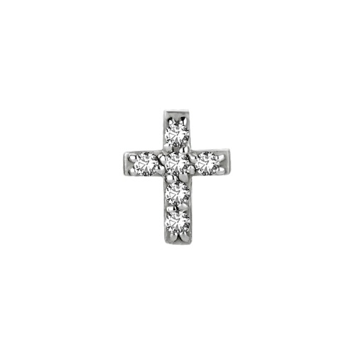 Surgical Steel Attachment for (Type S) Internal Thread Labret - Premium Zirconia - Cross - 5mm