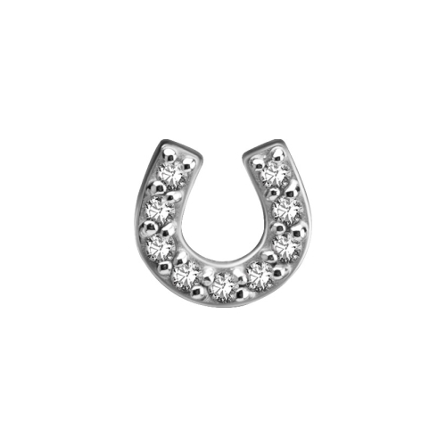 Surgical Steel Attachment for (Type S) Internal Thread Labret - Horseshoe Premium Zirconia - 6mm