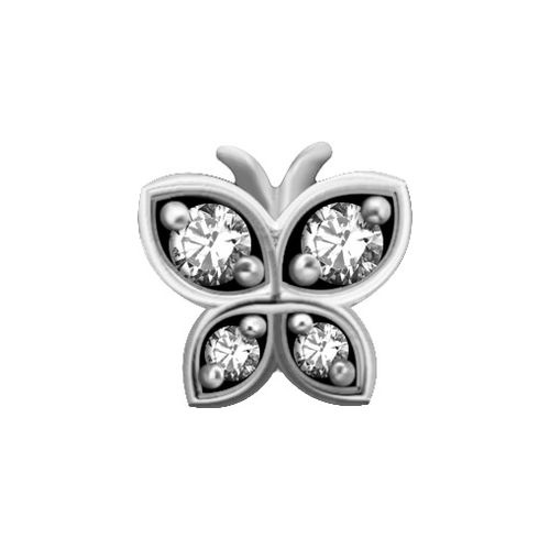 Surgical Steel Attachment for (Type S) Internal Thread Labret - Premium Zirconia - Butterfly - 5.5mm