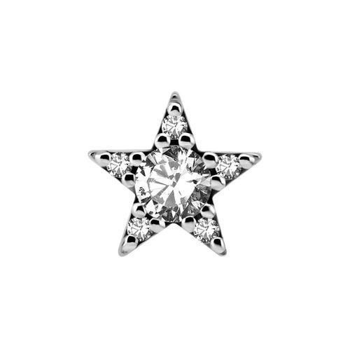 Surgical Steel Attachment for (Type S) Internal Thread Labret - Premium Zirconia - Star - 7mm