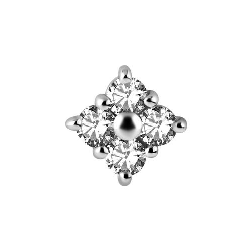 Surgical Steel Attachment for (Type S) Internal Thread Labret - Premium Zirconia - Diamond - 6mm