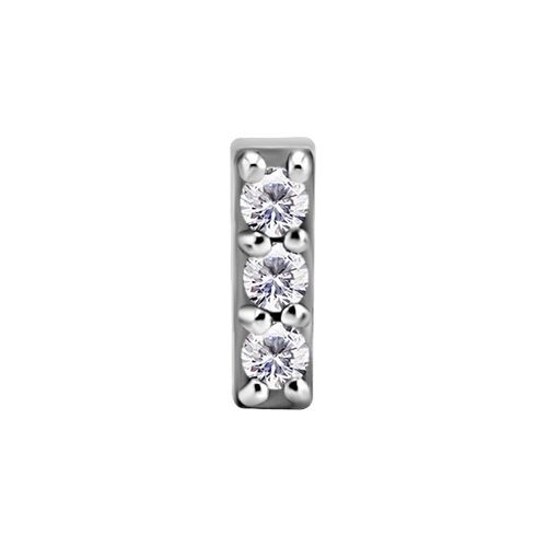 Surgical Steel Attachment for (Type S) Internal Thread Labret - Premium Zirconia - Rectangle - 5.5mm