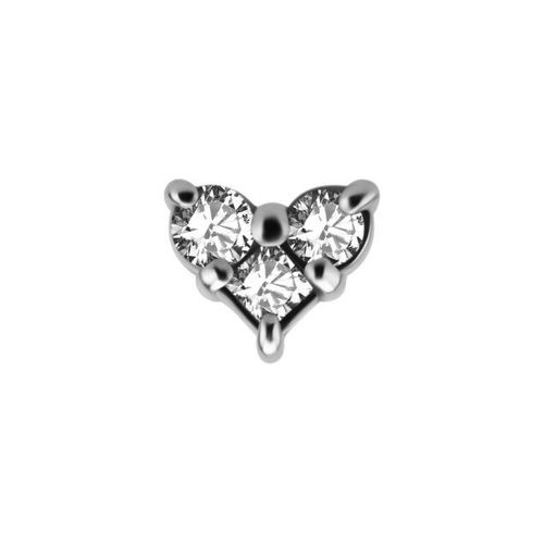 Surgical Steel Attachment for (Type S) Internal Thread Labret - Cubic Zirconia - Heart - 5mm