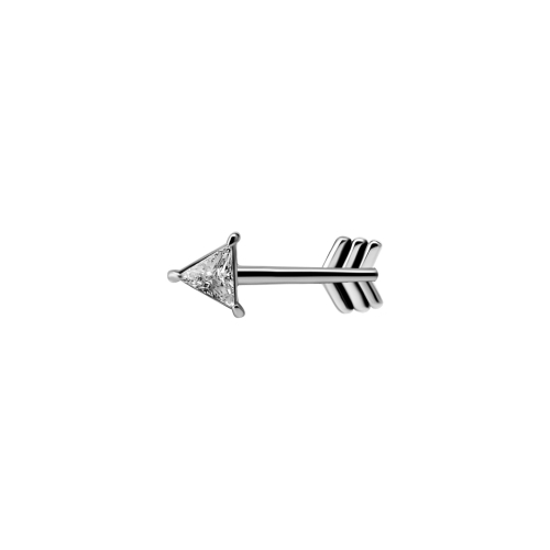 Surgical Steel Attachment for (Type-S) Internal Thread Labret - Arrow Cubic Zirconia - 12mm