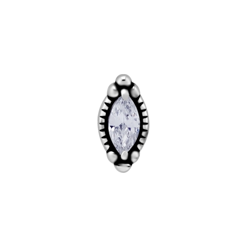 Surgical Steel Attachment for (Type S) Internal Thread Labret - Marquise Cubic Zirconia - 7mm